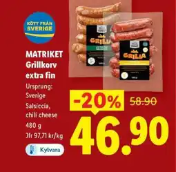 Lidl Matriket Grillkorv, extra fin erbjuda