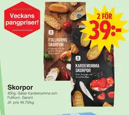 Matöppet Skorpor erbjuda