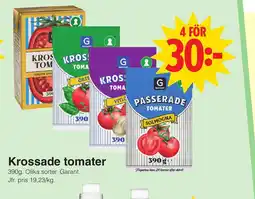 Matöppet Krossade tomater erbjuda