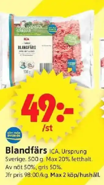 ICA Supermarket Blandfärs erbjuda