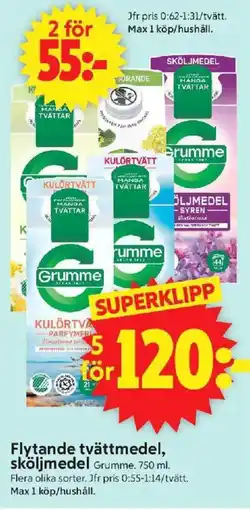 ICA Supermarket Flytande tvättmedel, sköljmedel erbjuda