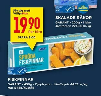 Willys Fiskpinnar erbjuda