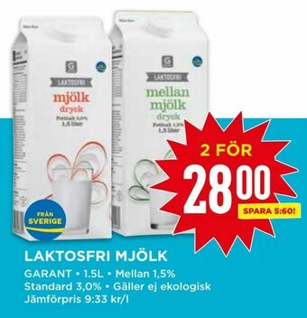 Willys Laktosfri mjölk erbjuda