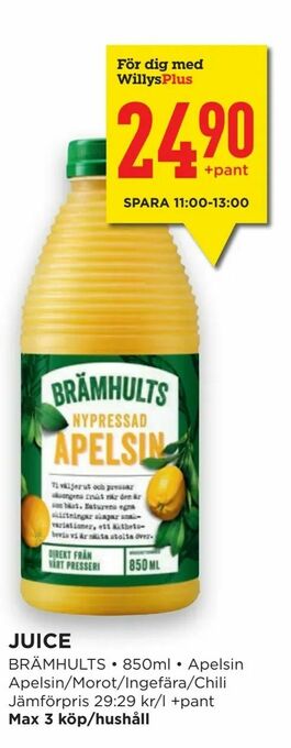 Willys Hemma Juice erbjuda