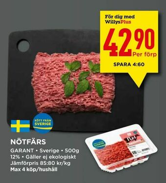 Willys Nötfärs erbjuda