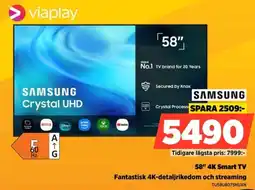 Power Samsung 58" 4K Smart TV Fantastisk 4K-detaljrikedom och streaming erbjuda