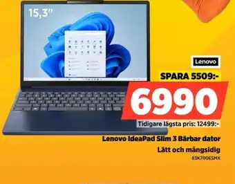Power Lenovo IdeaPad Slim 3 Bärbar dator Lätt och mångsidig erbjuda