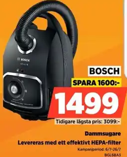 Power Bosch Dammsugare Levereras med ett effektivt HEPA-filter erbjuda