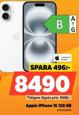 Power Authorized Reseller Apple iPhone 16 128 GB erbjuda