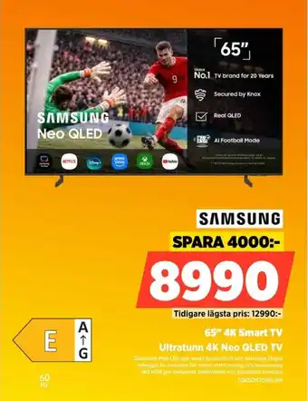 Power Samsung 65" 4K Smart TV Ultratunn 4K Neo QLED TV erbjuda
