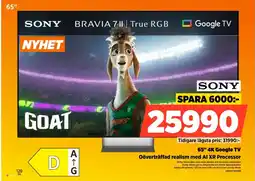 Power Sony 65" 4K Google TV Oöverträffad realism med AI XR Processor erbjuda