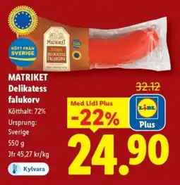 Lidl MATRIKET Delikatess falukorv erbjuda