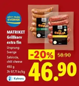Lidl MATRIKET Grillkorv extra fin erbjuda