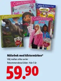 Lidl Målarbok med klistermärken erbjuda