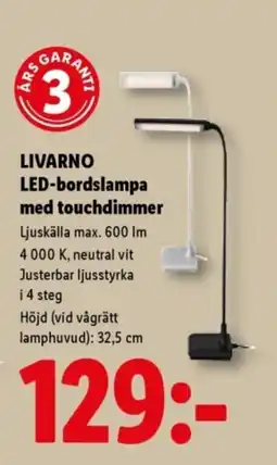 Lidl LIVARNO LED-bordslampa med touchdimmer erbjuda