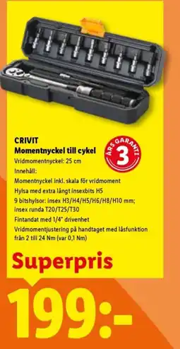 Lidl CRIVIT Momentnyckel till cykel erbjuda