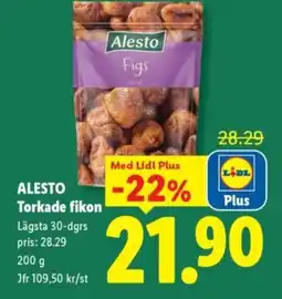 Lidl ALESTO Torkade fikon erbjuda