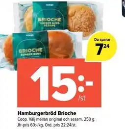 Coop Extra Hamburgerbröd Brioche erbjuda