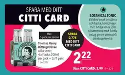Citti Thomas Henry Bittergetränke, EUR 2.99, Medlemspris erbjuda