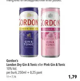 Citti Gordon’s London Dry Gin & Tonic eller Pink Gin & Tonic, EUR 1.79 erbjuda
