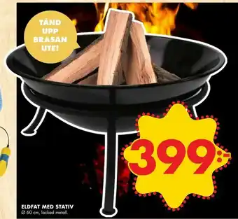 Eldfat med stativ