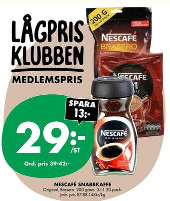 ÖoB Nescafé snabbkaffe erbjuda