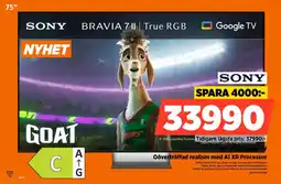 Power Sony 75" 4K Google TV Oöverträffad realism med AI XR Processor erbjuda