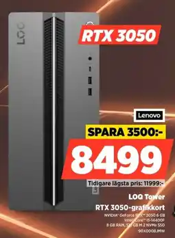 Power Lenovo LOQ Tower RTX 3050-grafikkort erbjuda