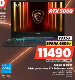 Power Msi Cyborg 15 B13W Nästa generations RTX 5060-prestanda erbjuda