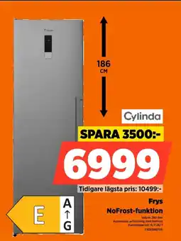Power Cylinda Frys NoFrost-funktion erbjuda