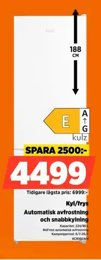 Power Kulz Kyl/frys Automatisk avfrostning och snabbkylning erbjuda
