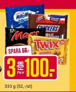 ÖoB Milky Way, Snickers, Mars, Twix minis erbjuda
