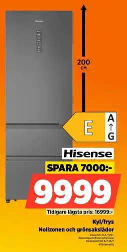 Power Hisense Kyl/frys Nollzonen och grönsakslådor erbjuda