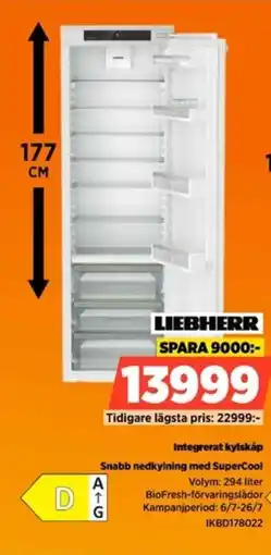 Power Liebherr Integrerat kylskåp Snabb nedkylning med SuperCool erbjuda
