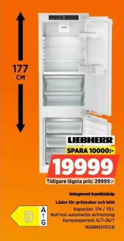 Power Liebherr Integrerat kombiskåp Lådor för grönsaker och kött erbjuda