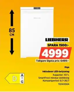 Power Liebherr Frys Inkluderar LED-belysning erbjuda