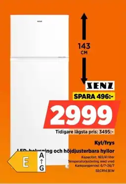 Power Senz Kyl/frys LED belysning och höjdjusterbara hyllor erbjuda