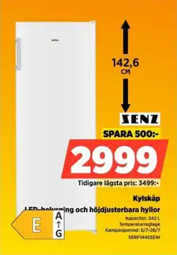 Power Senz Kylskåp LED-belysning och höjdjusterbara hyllor erbjuda