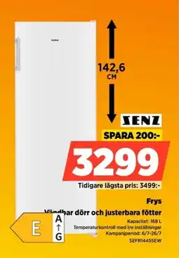 Power Senz Frys Vändbar dörr och justerbara fötter erbjuda