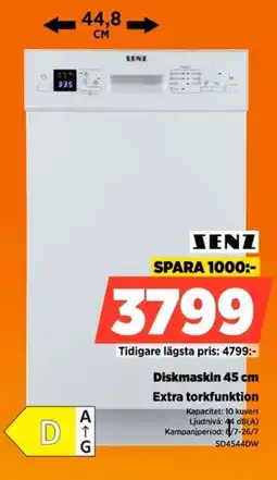 Power Senz Diskmaskin 45 cm Extra torkfunktion erbjuda