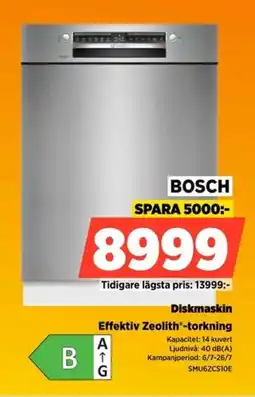 Power Bosch Diskmaskin Effektiv Zeolith®-torkning erbjuda