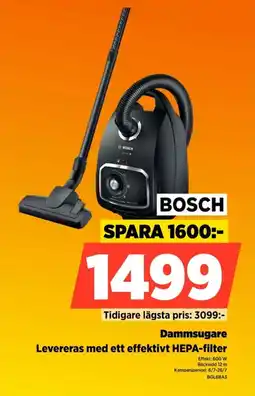 Power Bosch Dammsugare Levereras med ett effektivt HEPA-filter erbjuda