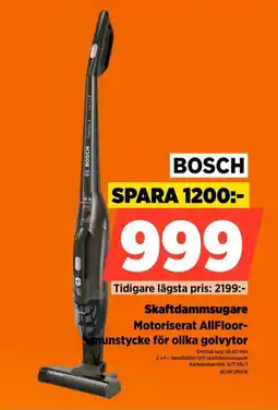 Power Bosch Skaftdammsugare Motoriserat AllFloor- munstycke för olika golvytor erbjuda