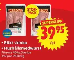 Nya Pulsen Pärsons Rökt skinka • Hushållsmedwurst erbjuda