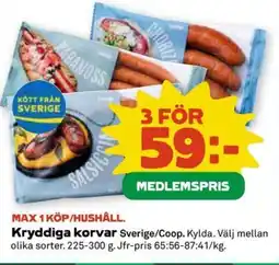 Coop Konsum Kryddiga korvar erbjuda