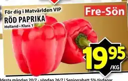 Matvärlden Tensta RÖD PAPRIKA, Medlemspris erbjuda