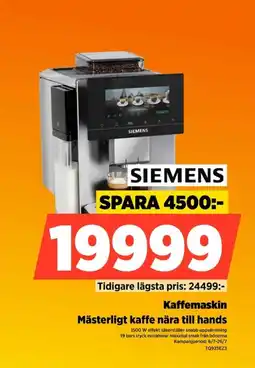 Power Siemens Kaffemaskin Mästerligt kaffe nära till hands erbjuda