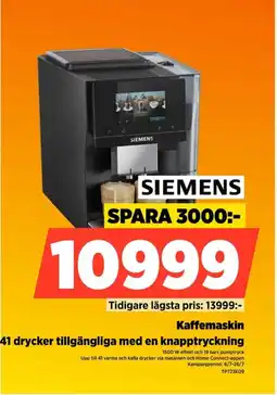 Power Siemens Kaffemaskin 41 drycker tillgängliga med en knapptryckning erbjuda