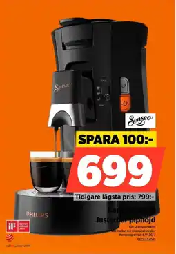 Power Senseo Kapselmaskin Justerbar piphöjd erbjuda