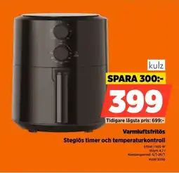 Power Kulz Varmluftsfritös Steglös timer och temperaturkontroll erbjuda